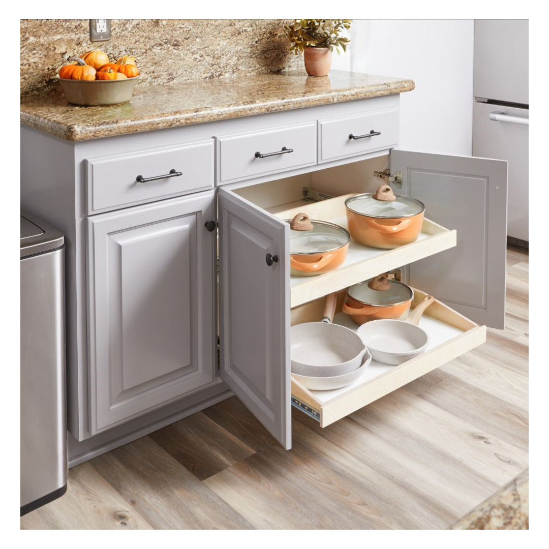  Slide-A-Shelf Custom Made-to-Fit Slide-Out Shelf with Full Extension Rails Wood Pull Out Cabinet Organizer